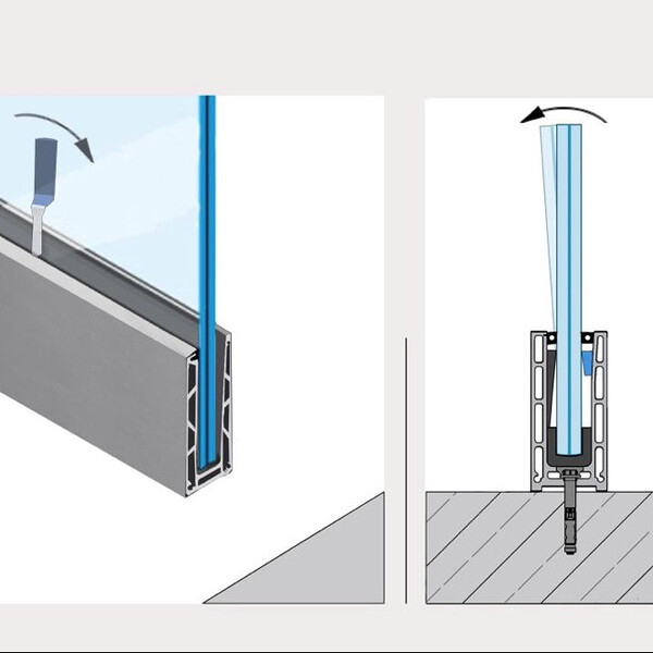 garde corps vitré rail au sol inox
