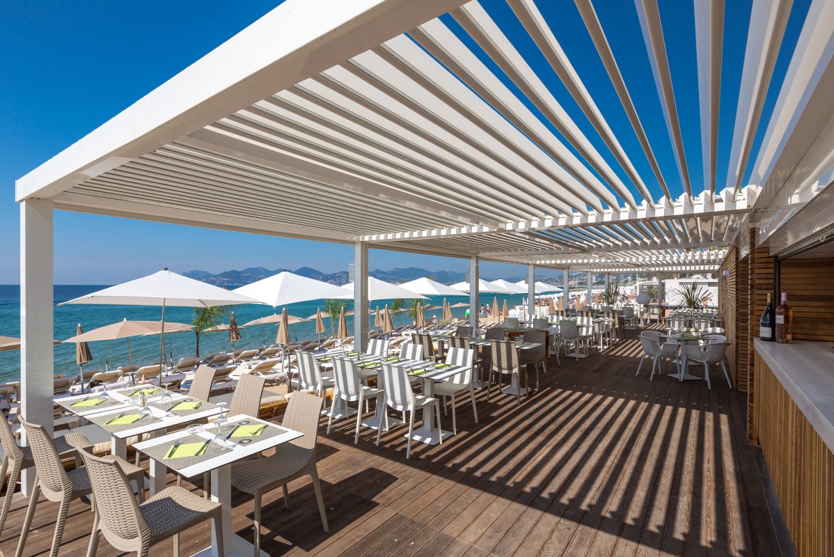 Pergola Blanche Aluminium Restaurant